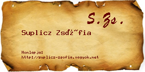 Suplicz Zsófia névjegykártya
